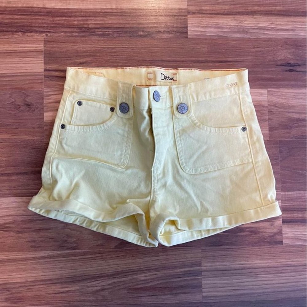 Yellow Jean short shorts